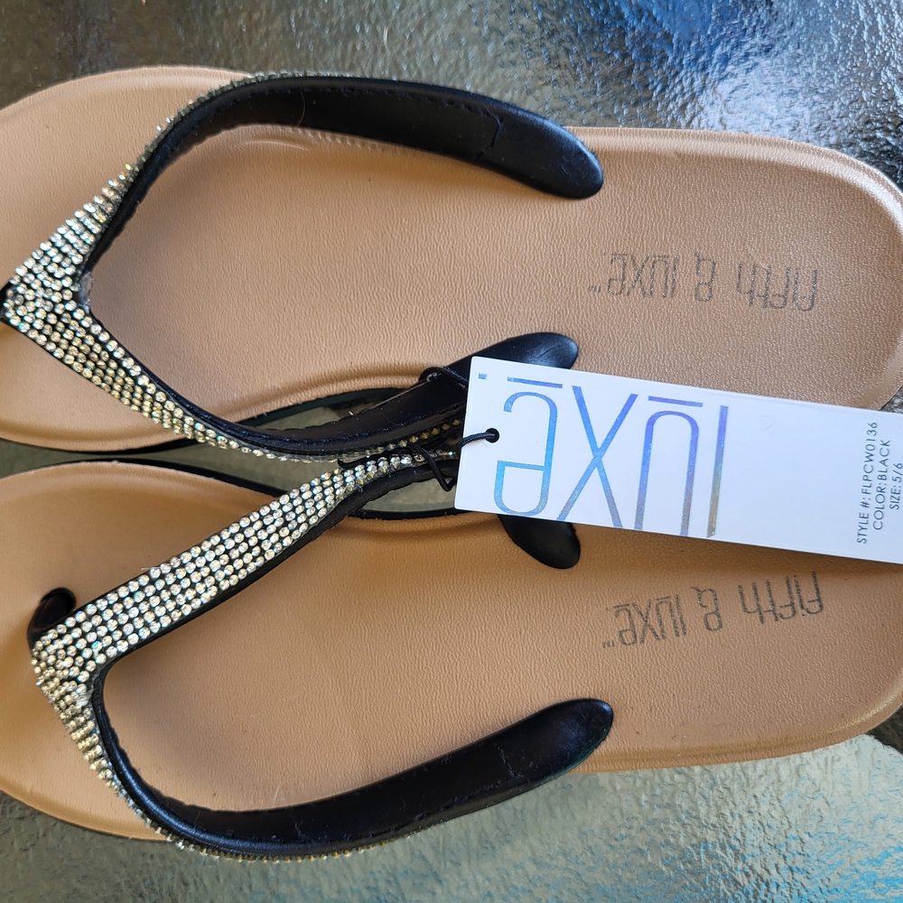 Luxe Black and Tan Sandals with Silver Accents